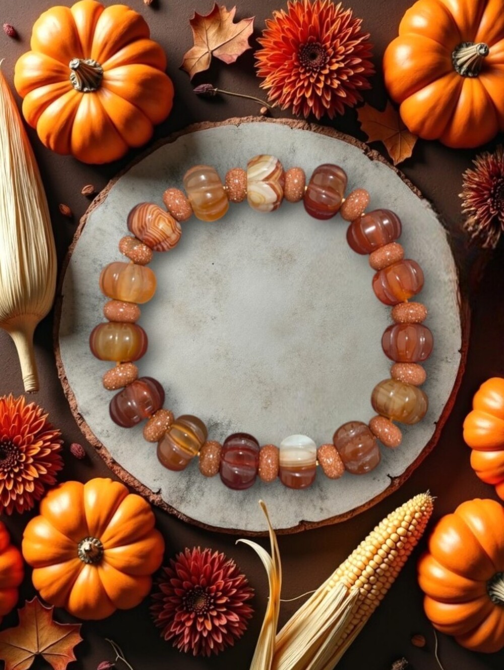 Agate/Gold Sandstone Bracelet